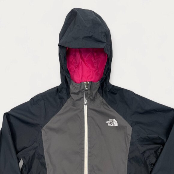 The North Face Black Gray hooded Dryvent Windbreaker Jacket Girls Youth XL 18 - Picture 3 of 13